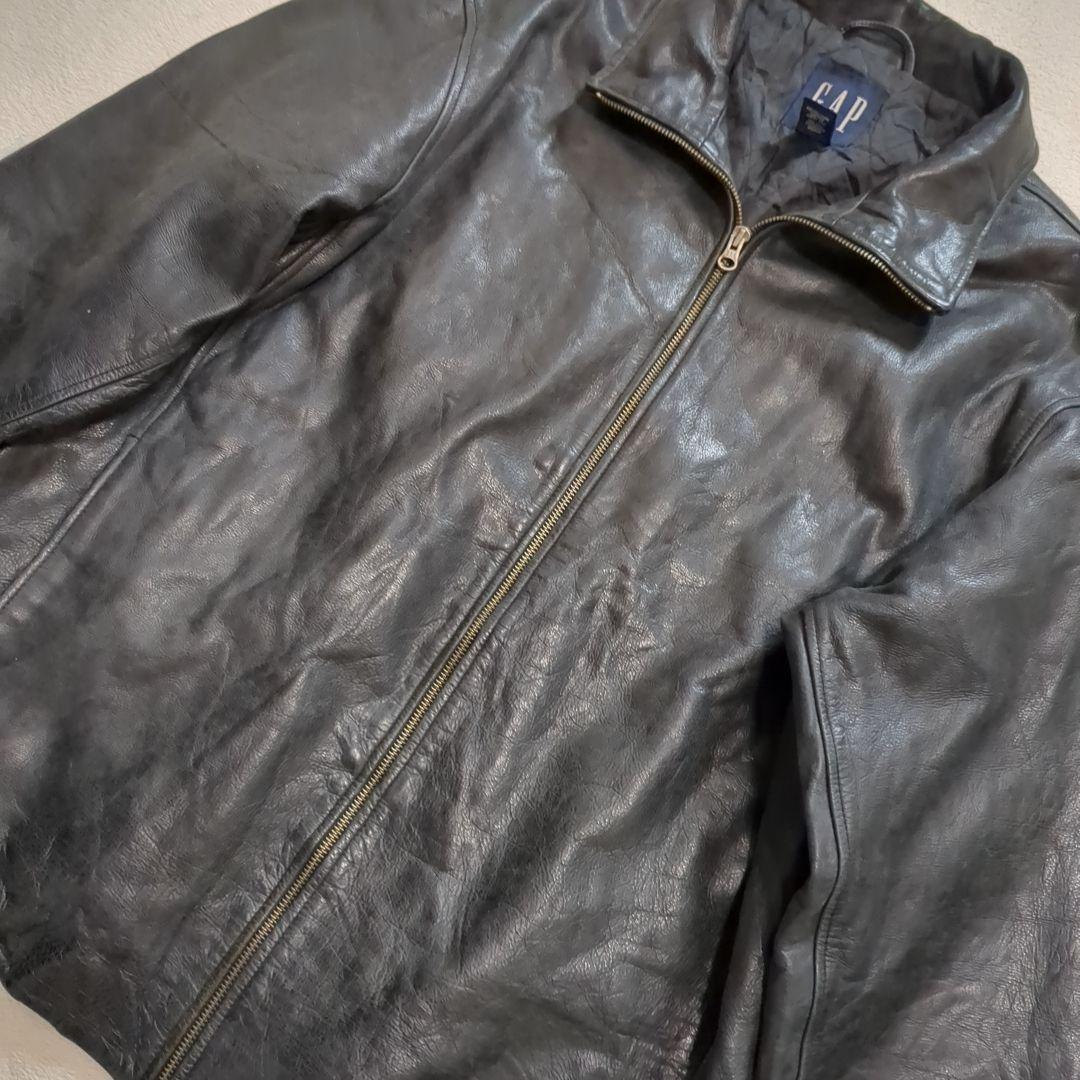美品 オールドギャップ 牛革 レザージャケット フルジップ XLサイズ ブラック