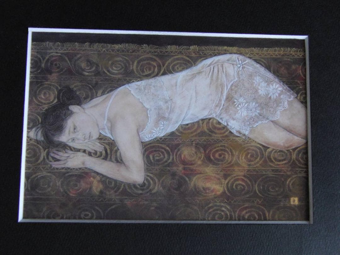 石本正、【思ひ遥かに】、希少な額装用画集より、新品額装付