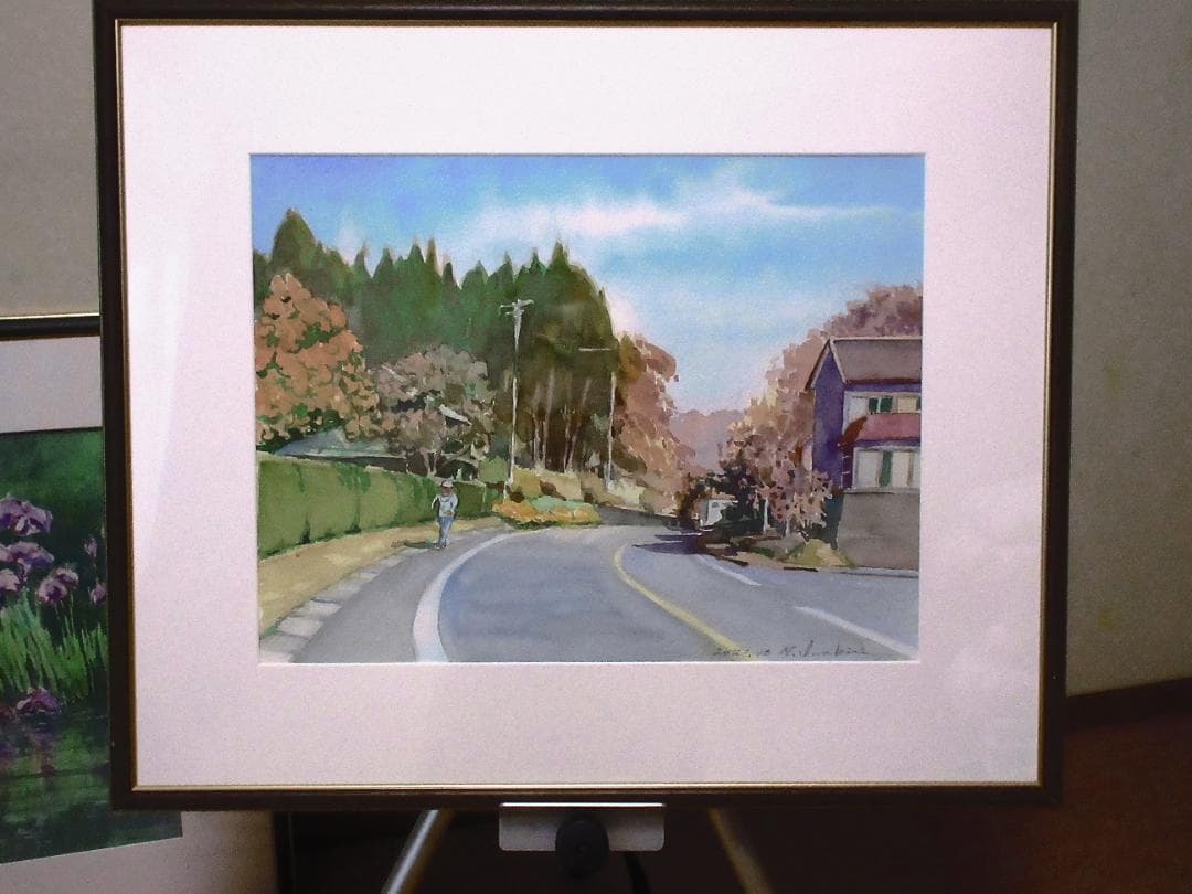 風景画 水彩画 F6サイズ 額装済み