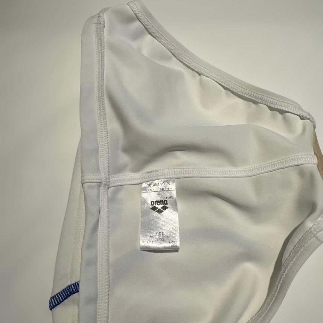 競パン arena 競泳水着 ホワイト/ブルー Lサイズ