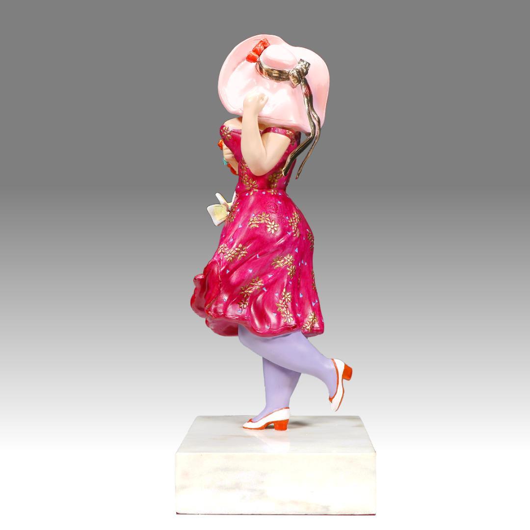 ★超レア！ヒロ・ヤマガタ ブロンズ像 『春風』薔薇の花束とパリジェンヌ1988