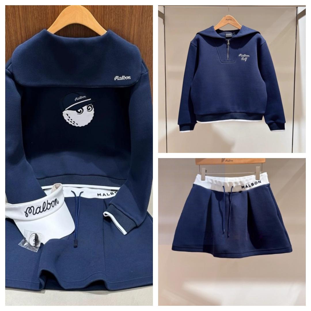 Malbon ゴルフ 上下セット スウェット風デザイン 保温性抜群 暖かスタイル