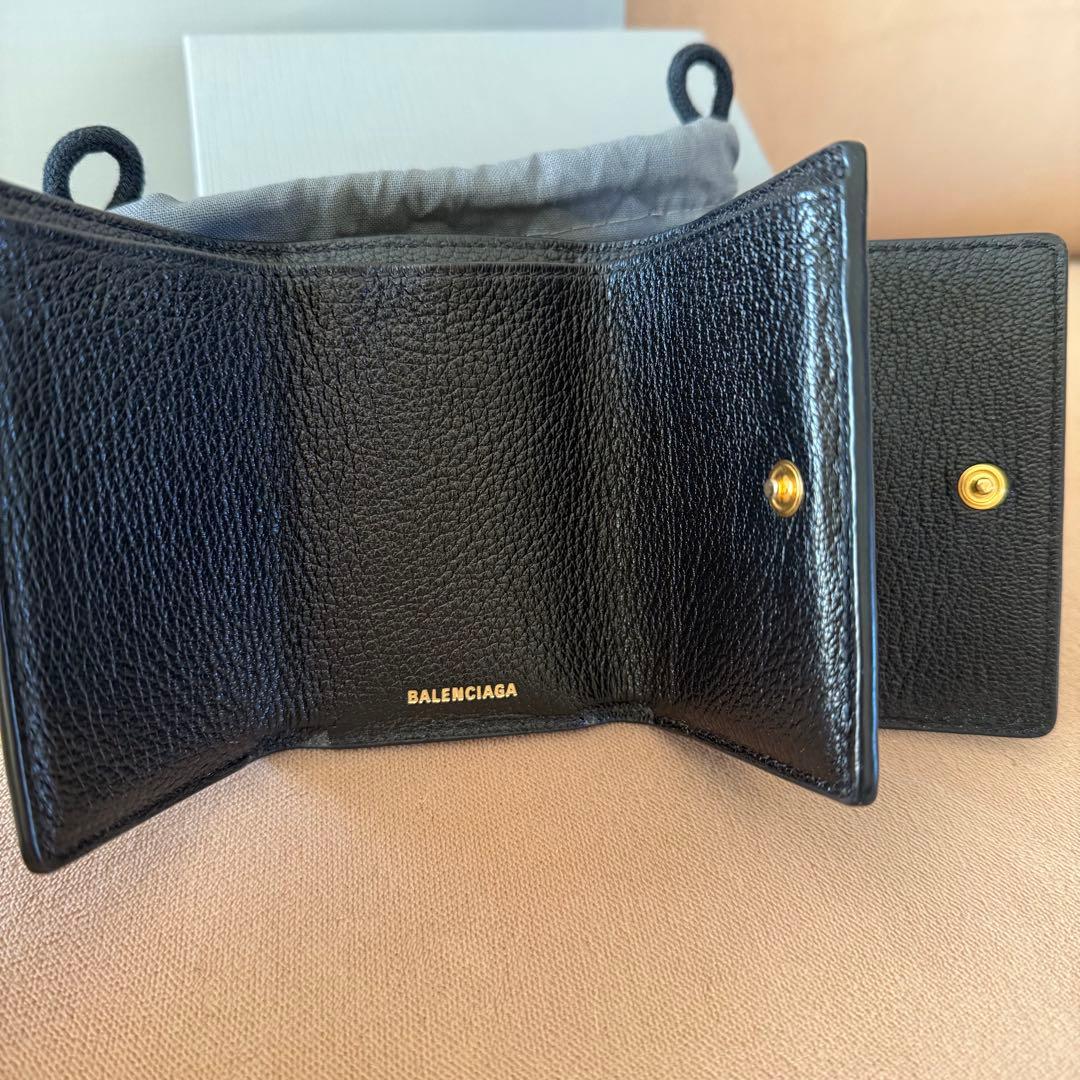 BALENCIAGA ブラックレザー 三つ折り財布