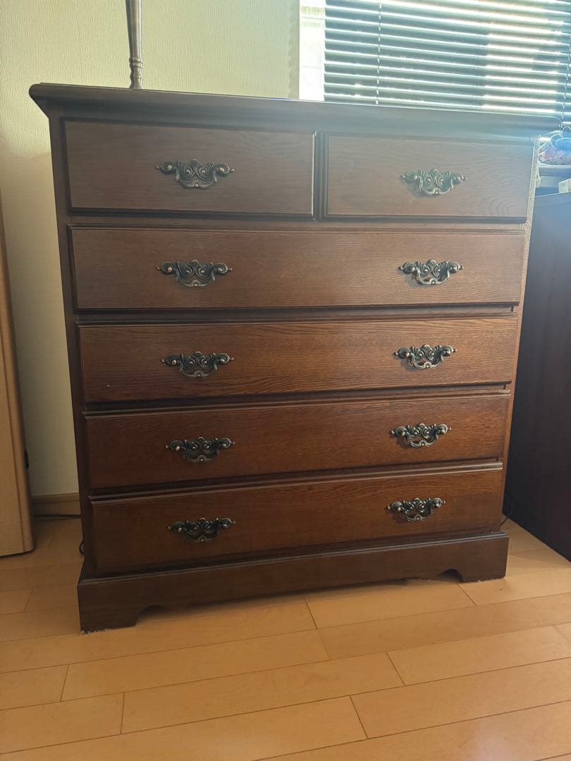 木製民芸箪笥 6引き出し ダークブラウン