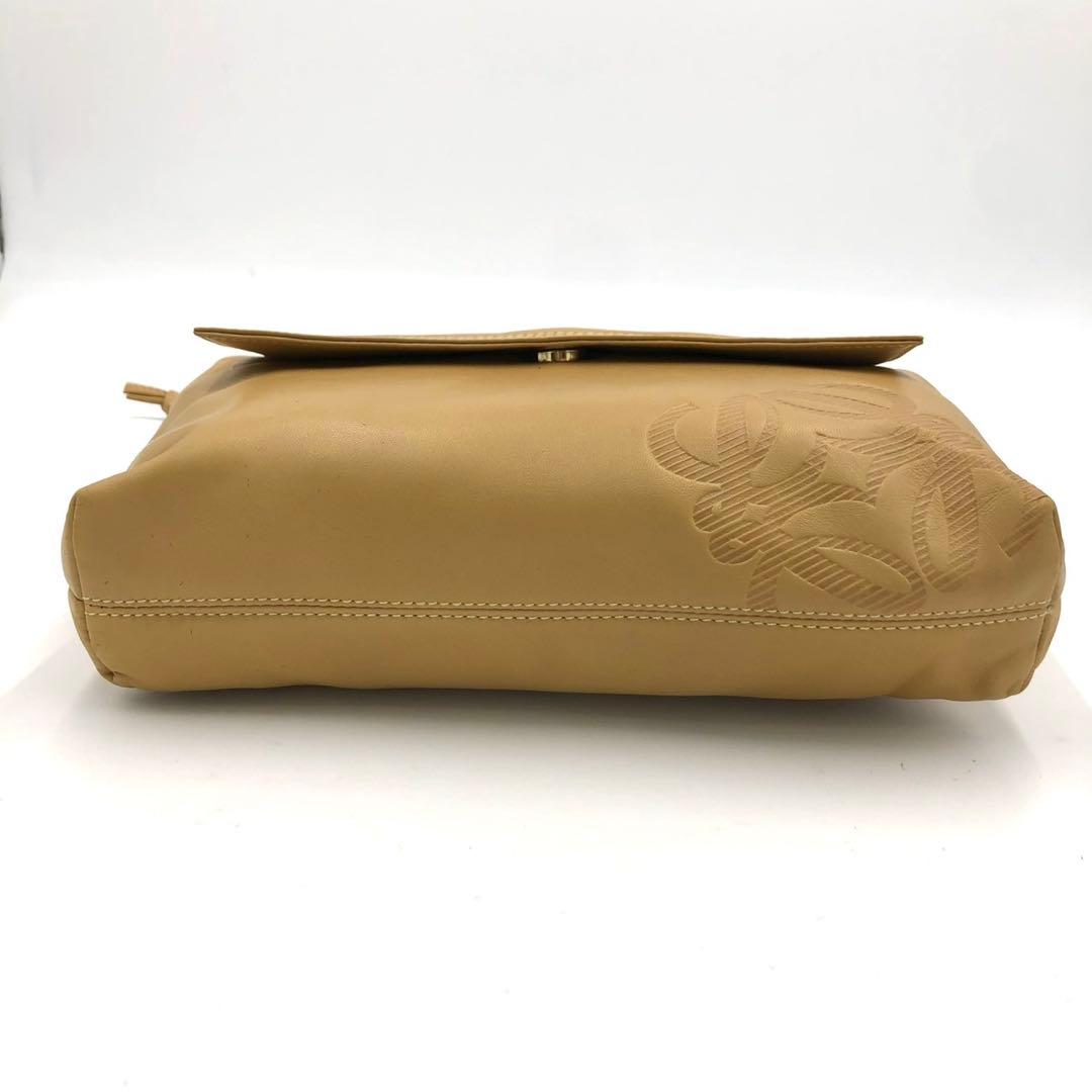 LOEWE ロエベ ショルダーバッグ アナグラム レザー キャメル ヴィンテージ