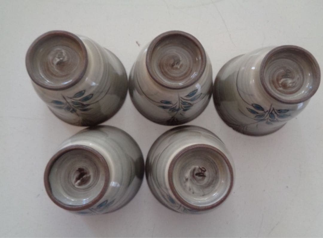 十三代 横石臥牛 現川焼 臥牛窯 ぐい飲み 5客セット 直径約5.5センチ