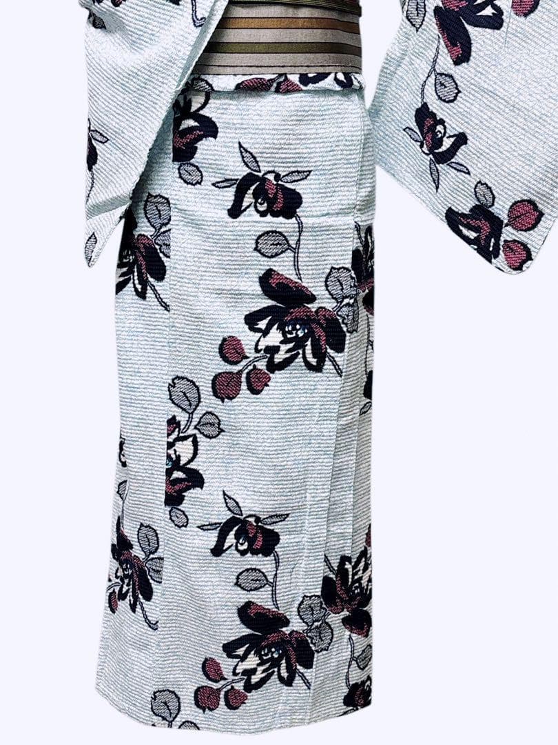 A29 有松鳴海絞り調　美品浴衣 椿　水色　綿