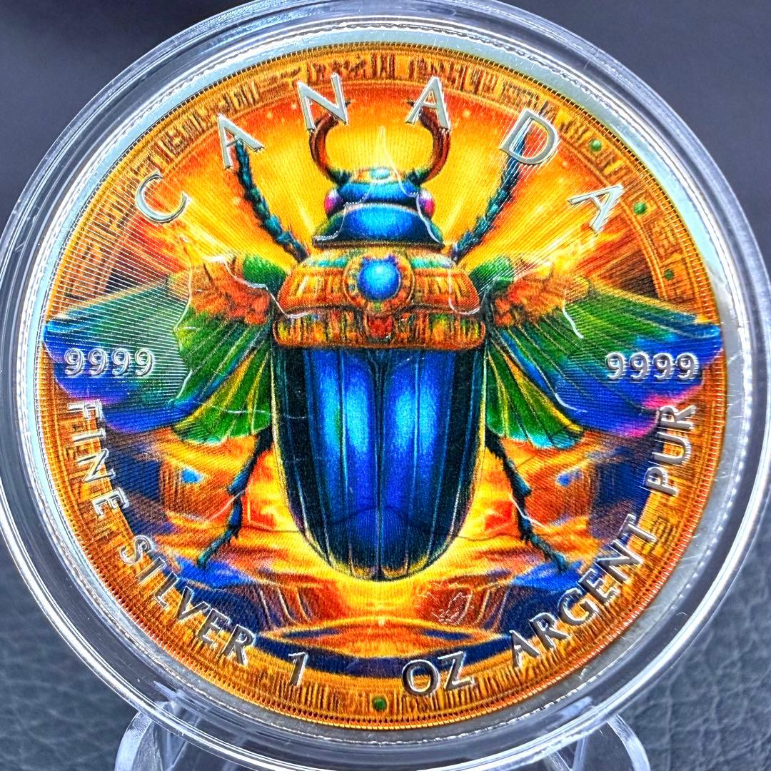 メイプルリーフ 銀貨 カラー 古代エジプト 黄金虫 1オンス 1oz 純銀