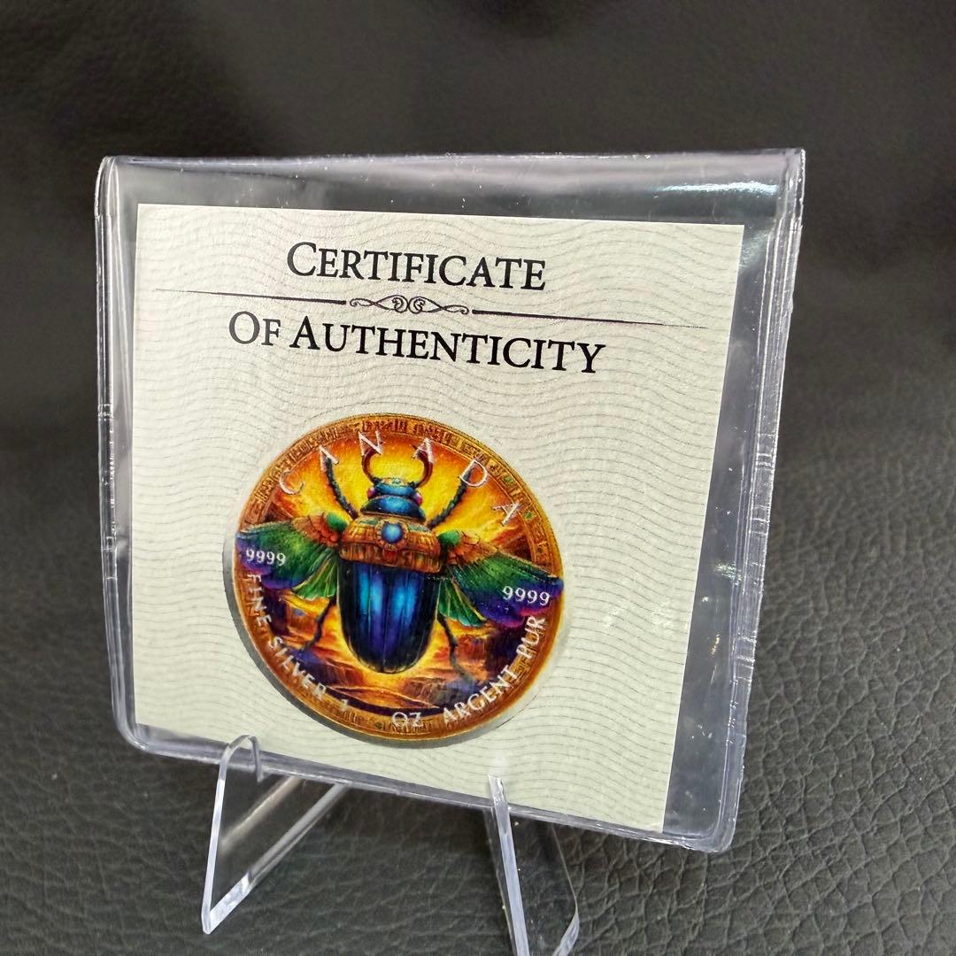 メイプルリーフ 銀貨 カラー 古代エジプト 黄金虫 1オンス 1oz 純銀