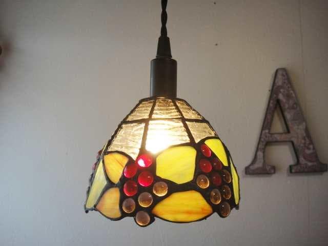 おかきっ子　コード１ｍ3台ダクトレール用プチステンドグラスペンダントランプ