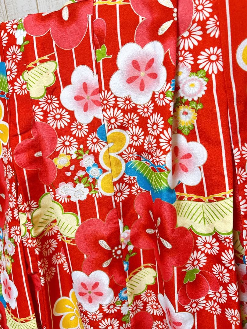 王道!!赤系♡七五三　7歳　女の子　フルセット　花柄　ゴールド
