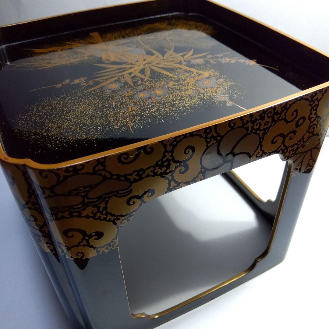 加賀蒔絵　時代祝い盃台　蒔絵松竹文熨斗の図　梨地　共箱　美品