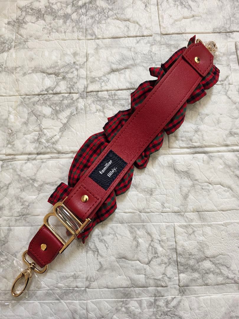 新品☆Familiarファミリア✕Bibiyビビィ フリル ストラップ赤チェック