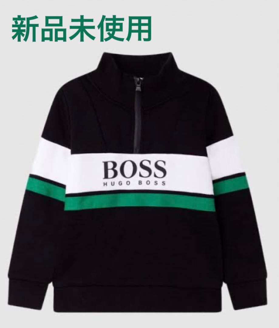 BOSS★子供服裏起毛トレーナー14A黒×グリーン