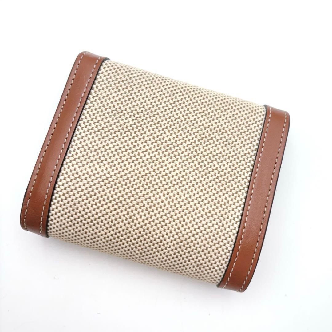 美品/現行✨セリーヌ 折り財布 トリオンフ デカロゴ レザー キャンバス