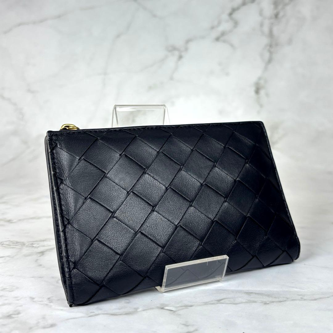 BOTTEGA VENETA ブラック 二つ折り 財布 イントレチャート