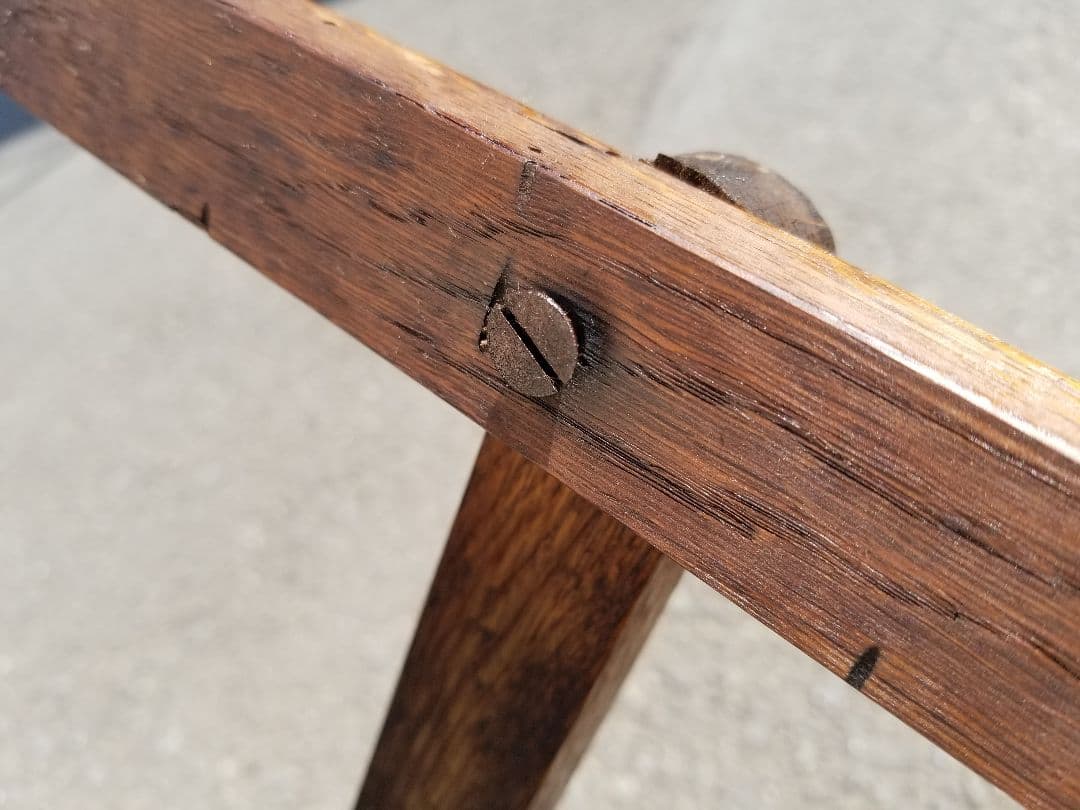 1960年代　ヴィンテージ　縞柄　帆布　オーク材　ストライプ　ロッキングチェア