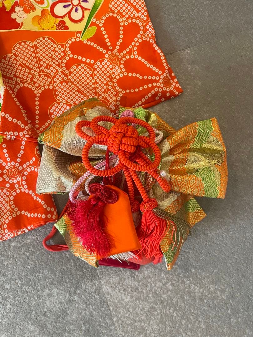 七五三　3歳　セット女児着物女の子アンティーク帯揚げ帯締めしごき