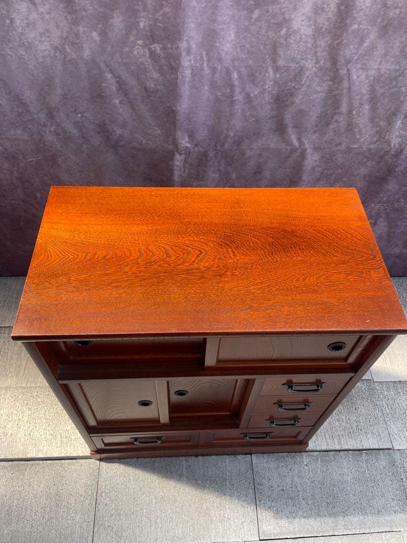 【からくり箪笥】民芸家具　茶箪笥 和家具収納棚 昭和レトロヴィンテージ