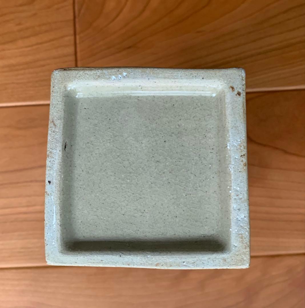 希少　益子窯　米陀寛　作　鮒之遊図　角瓶