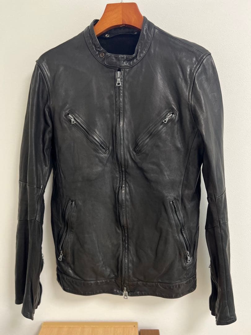 【希少】BACKLASH ドイツカーフシングルライダース XL 黒色