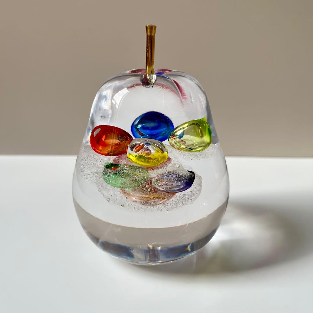 安田泰三　ガラス　洋梨　ペーパーウェイト