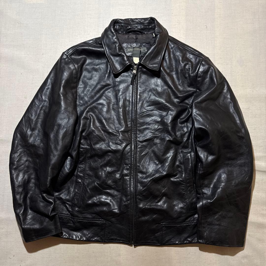 00s バナナリパブリック カウレザー ジャケット 牛革 本革 スウィングトップ