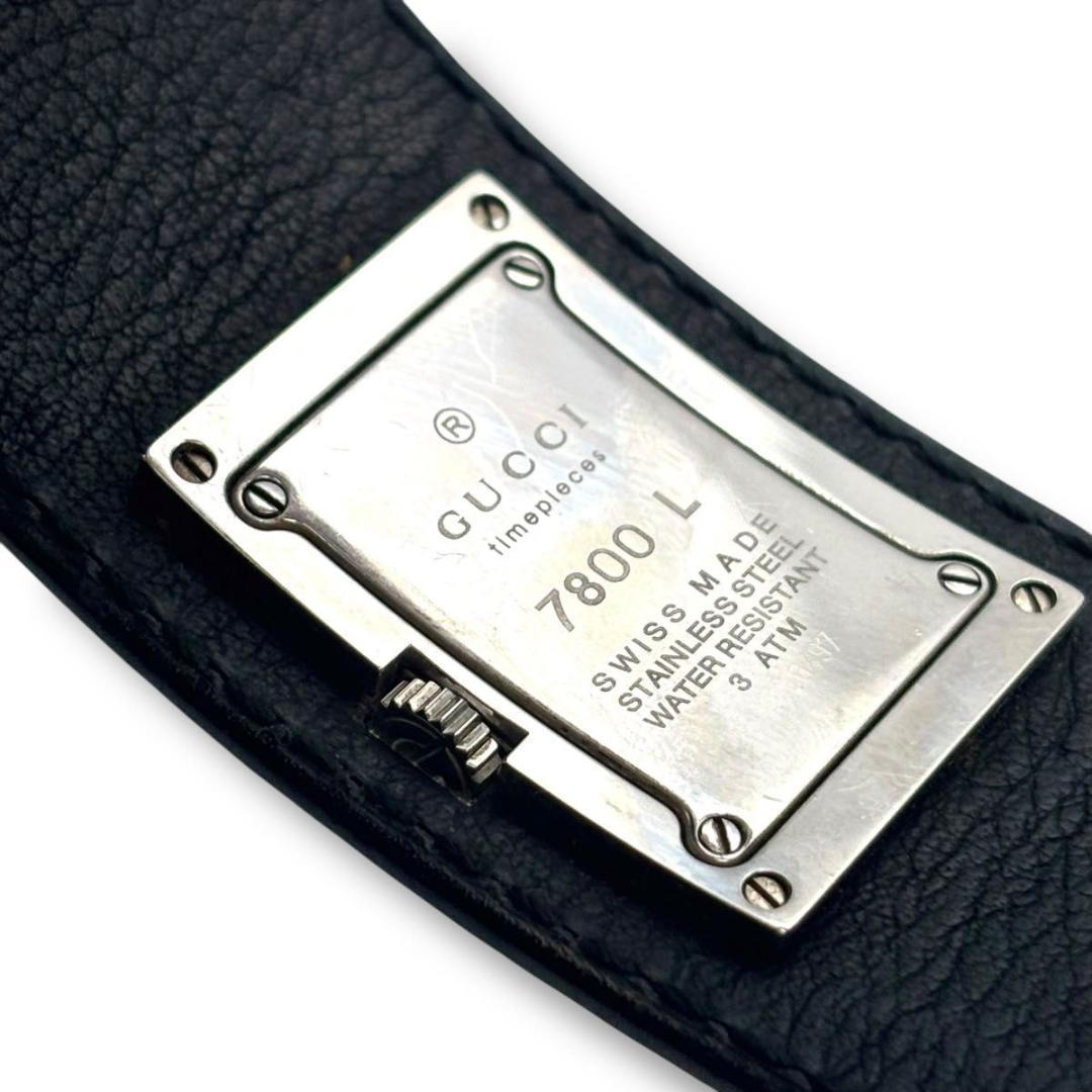 稼働品 グッチ 7800L 腕時計 レディース レザー 黒文字盤 5536