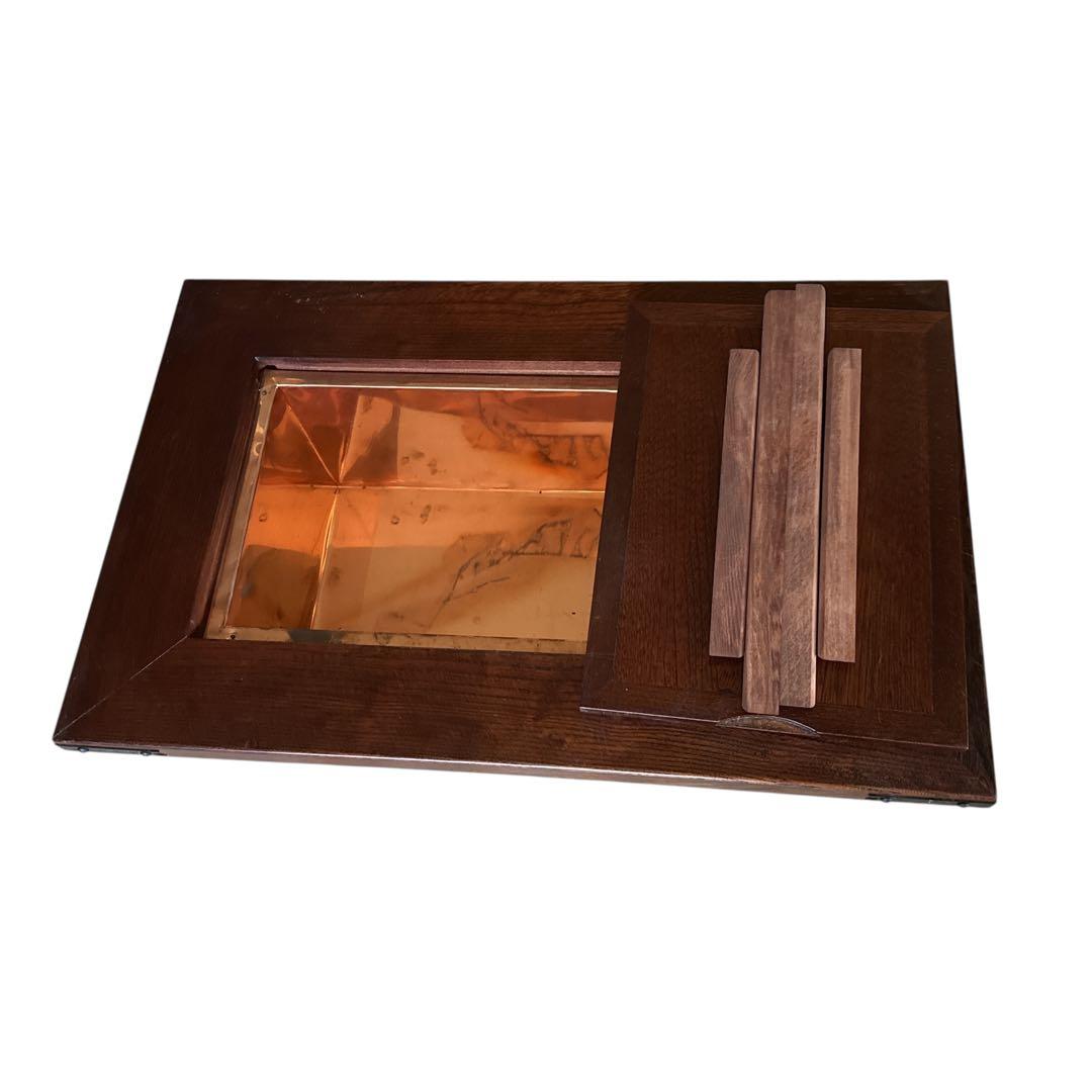 ロダン　中古　国産民芸家具　四隅の金具　火鉢囲炉裏、関西火鉢、木製