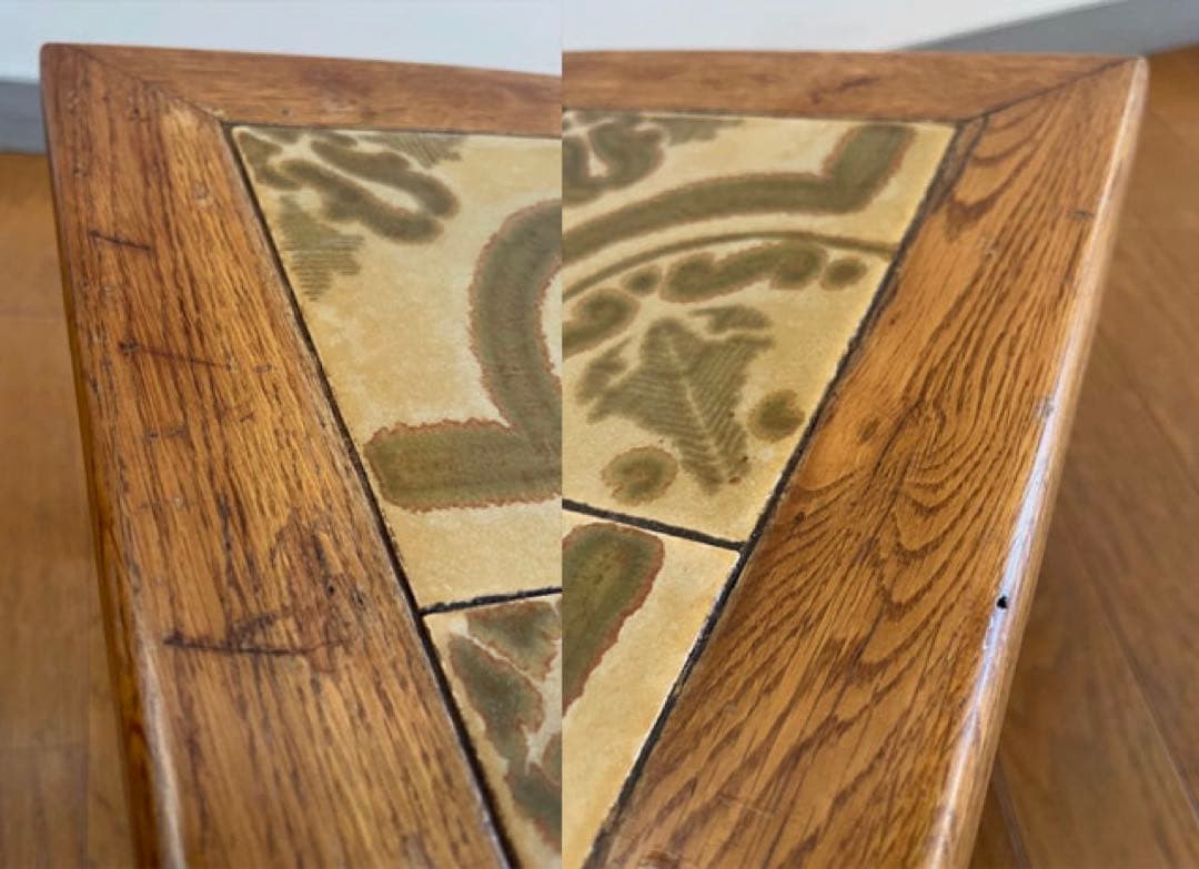 ヴィンテージ　ルーマニア　タイルトップ　ネストテーブル　オーク　サイドテーブル