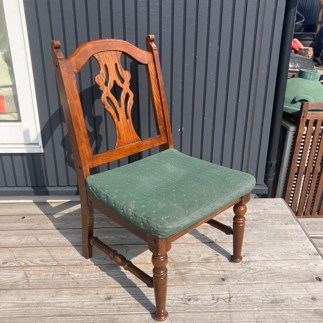 アンティーク 木製椅子 彫刻装飾 アームレスチェア ダイニングチェア ビンテージ