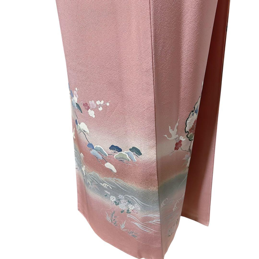 未使用近い　美品　袷　正絹　作家　縮緬　友禅　訪問着　フルセット　4点