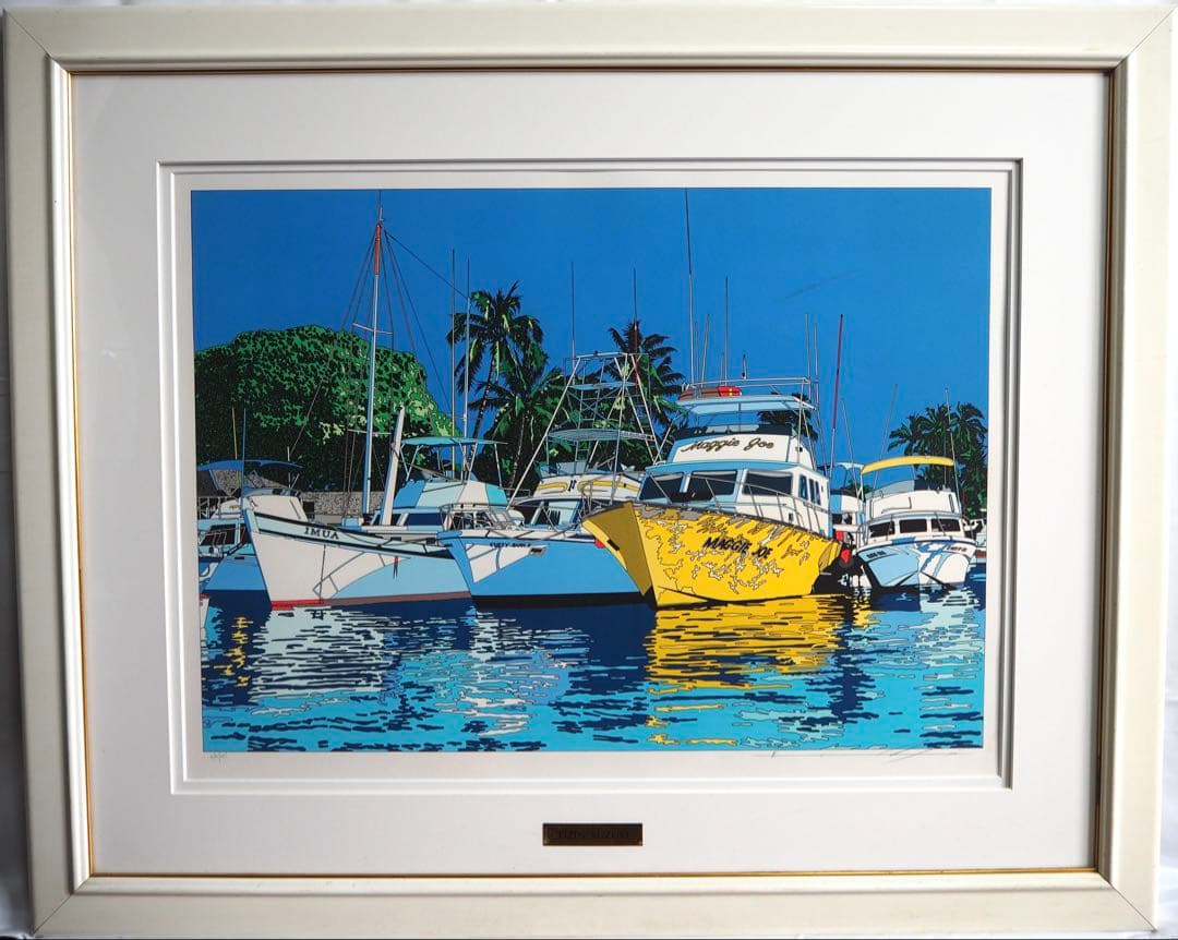 真作■鈴木英人 版画 MAGGIE JOE 直筆サイン■リトグラフ 絵画 ヨット