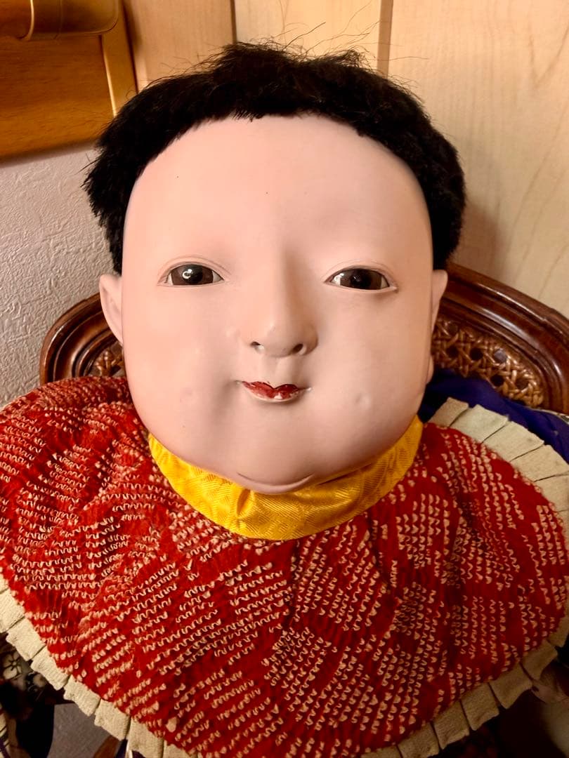 明治時代 抱き人形 男の子 市松人形 着物 貴重 骨董 70cm