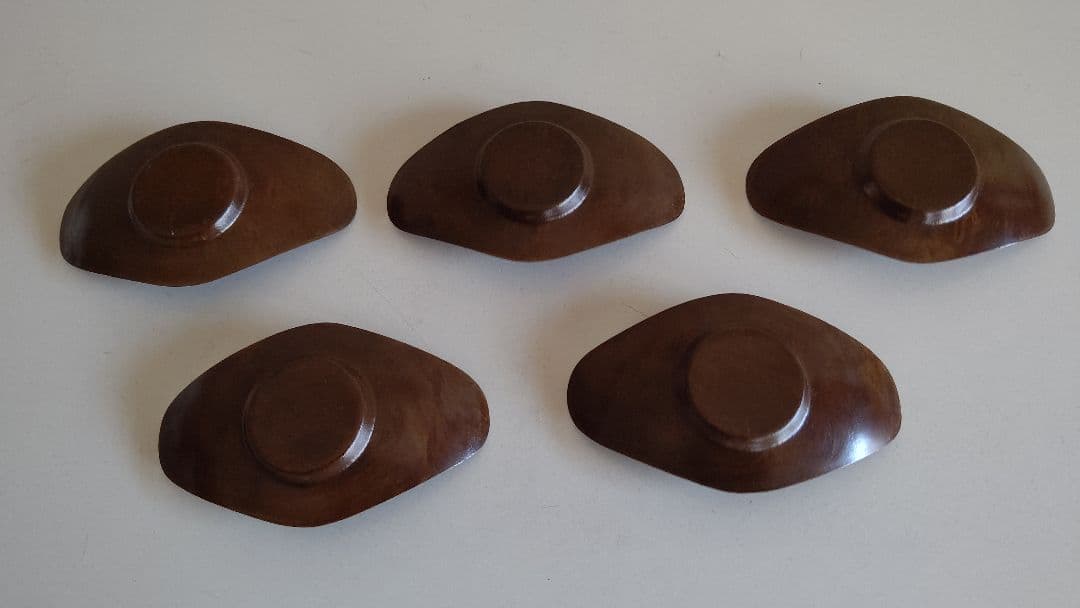 茶托　5枚　舟形 梅文 煎茶道具 銅製?