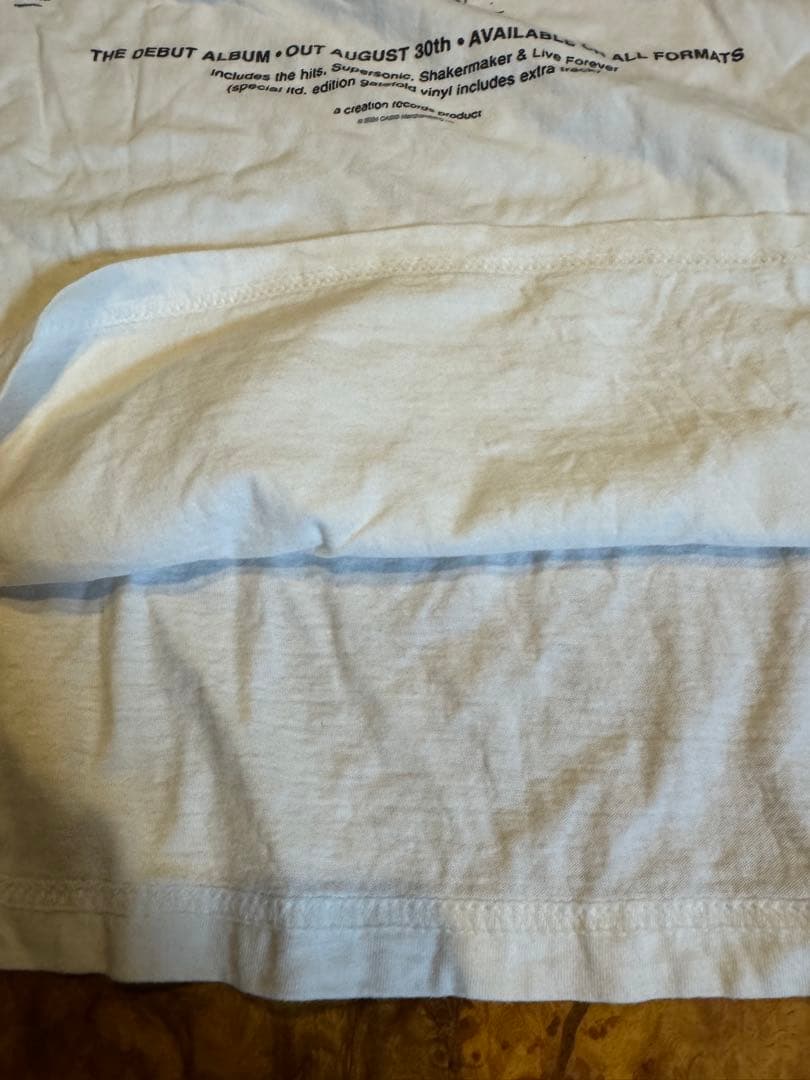 oasis Tシャツ白、黒文字モノトーン、XL2024コピーライト入り