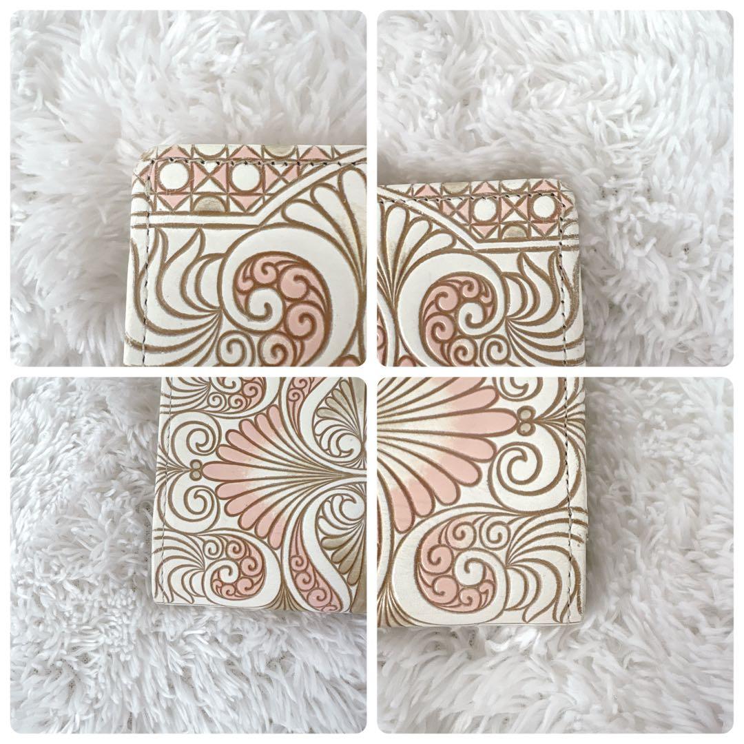 文庫屋大関 二つ折り財布 ロカイユ がま口 ベビーピンク 浅草 伝統工芸 本革