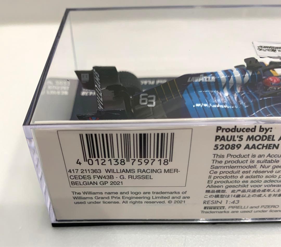 ミニチャンプス ウィリアムズ FW43B ジョージ・ラッセル ベルギーGP 2位