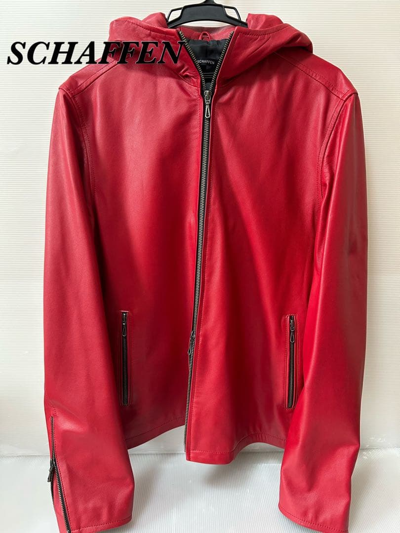 ［匿名発送］SCHAFFEN ライダースジャケット レザー 希少色 赤 XL