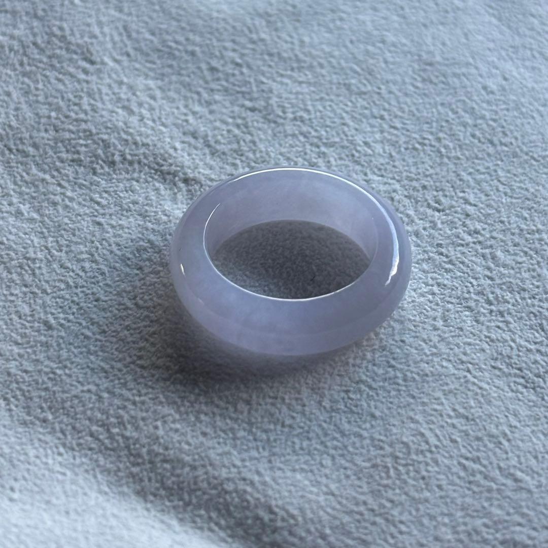 ミャンマー産 天然本翡翠　氷種　ラベンダー色 くり抜きリング　8号