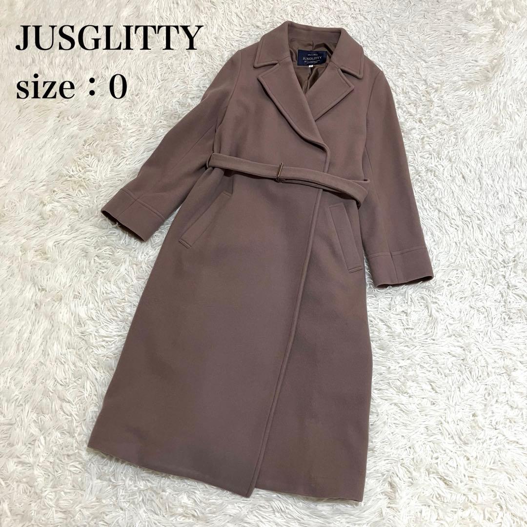 ジャスグリッティー ベルテッドロングコート ピンク アンゴラ ２