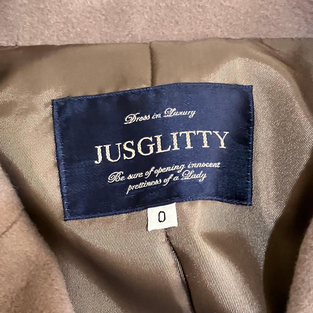 ジャスグリッティー ベルテッドロングコート ピンク アンゴラ ２