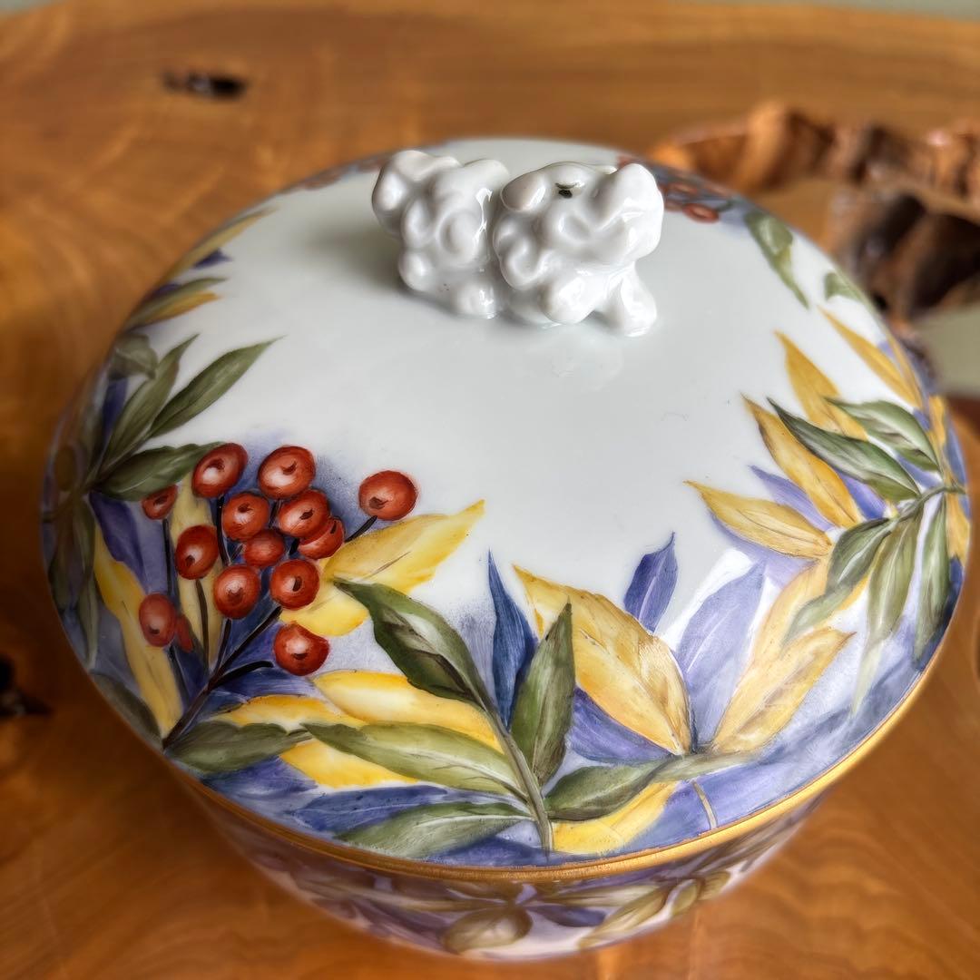 金彩 南天 作家物 蓋物 高さ17cm