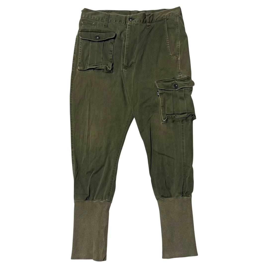 glamb 裾リブ ストレッチ サルエル ミリタリー カーゴ パンツ カーキ 3