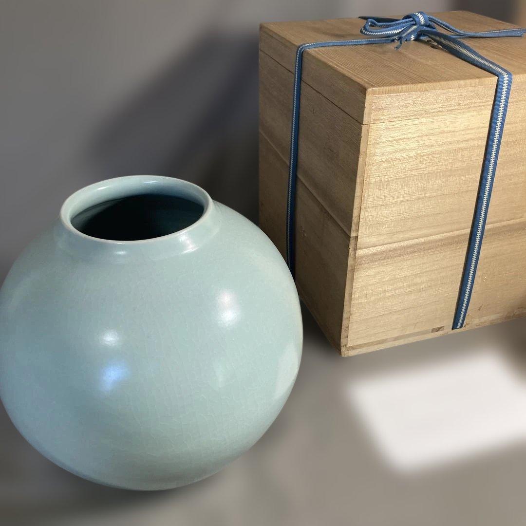 【期間特選価格】青磁の世界　中島ブルー　弓野窯　人間国宝　中島宏作　青磁　壷