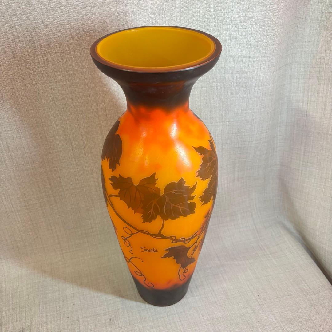 ガレ風 花瓶 ガラス細工 グレープ フラワーベース アンティーク 西洋 欧風