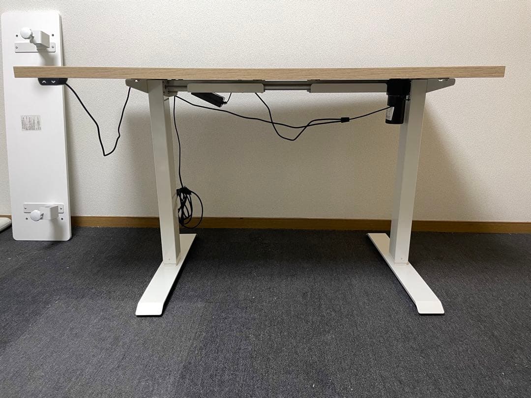 木目調 電動昇降パソコンデスク