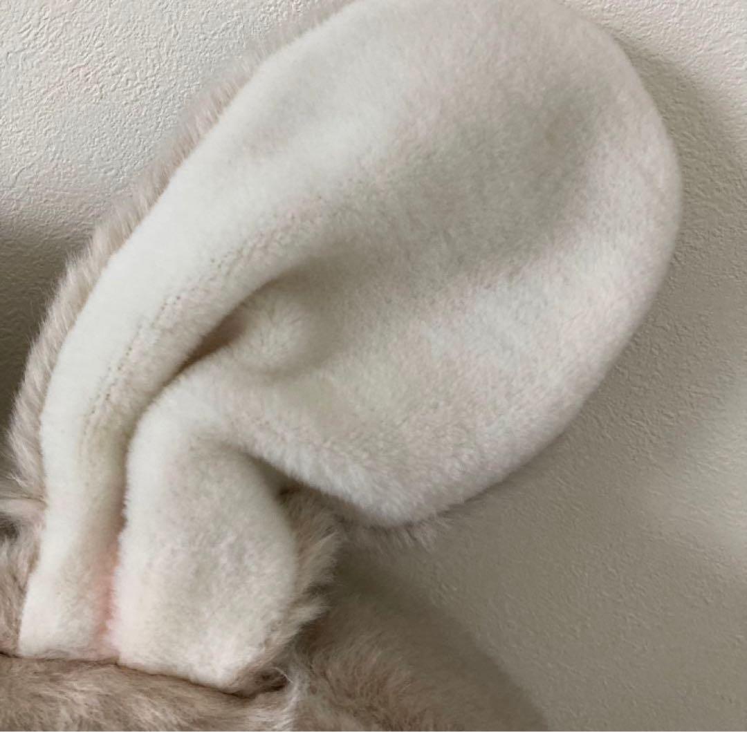 ★昭和レトロ★吉徳　グレーのうさぎ　ぬいぐるみ チェック柄ドレス