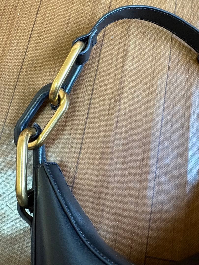 CHARLES & KEITH コラ メタリックアクセントムーンバッグ黒