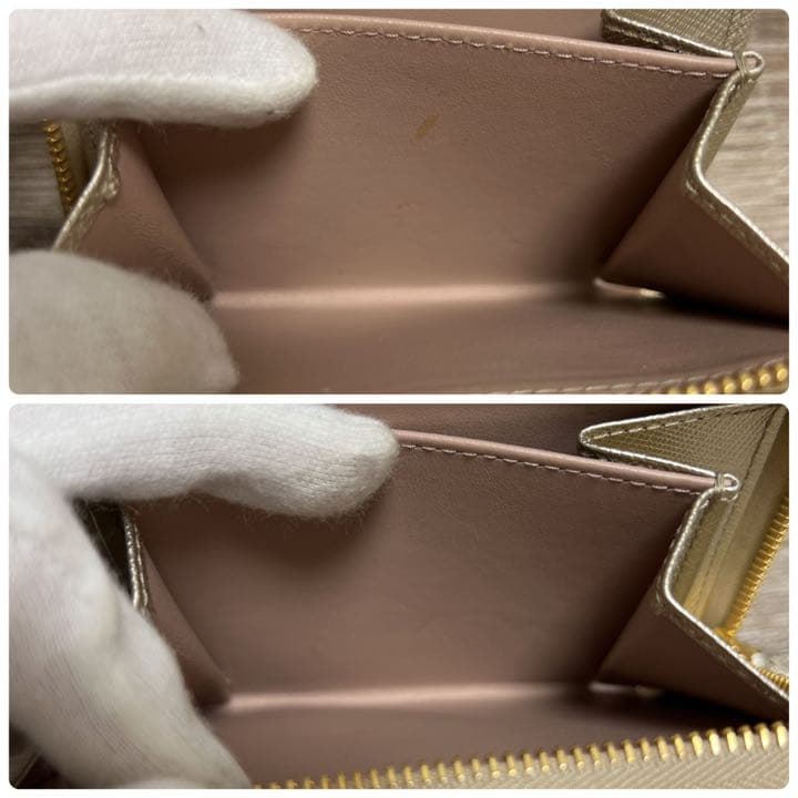 美品　プラダ　リボン　二つ折り財布　コンパクトウォレット　レザー